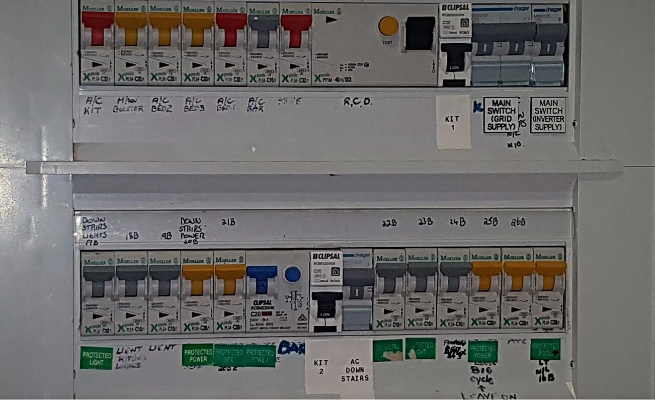 A neatly labelled distribution board after a BH Electrics upgrade