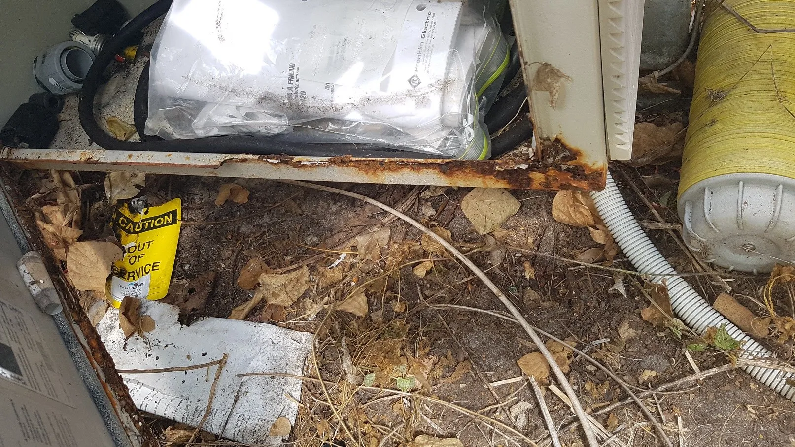 A vermin nest packed into an electrical enclosure